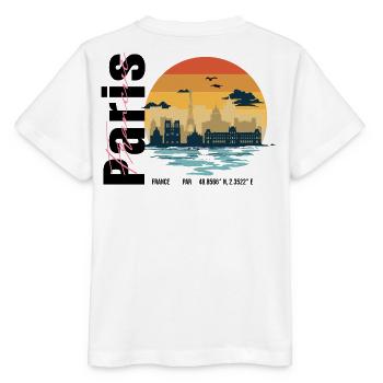 Paris Frankreich Skyline – Retro Vintage Sunset - Stanley/Stella Kinder T-Shirt MINI CREATOR  - Weiß - Hinten - Maike (125cm)