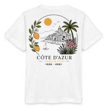 Côte d’Azur Küstenpanorama - Stanley/Stella Kinder T-Shirt MINI CREATOR  - Weiß - Hinten - Maike (125cm)