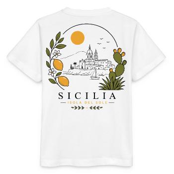 Sizilien Küstenidylle - Stanley/Stella Kinder T-Shirt MINI CREATOR  - Weiß - Hinten - Maike (125cm)