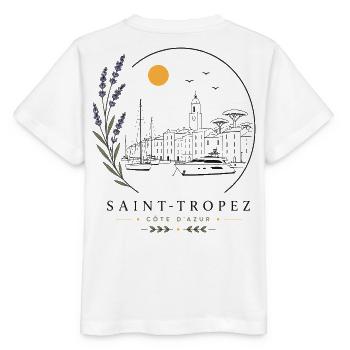 Saint-Tropez Hafen Blick - Stanley/Stella Kinder T-Shirt MINI CREATOR  - Weiß - Hinten - Maike (125cm)