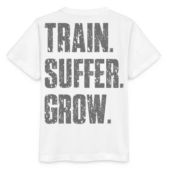 Train Suffer Grow Grunge Theme - Gray - Stanley/Stella MINI CREATOR Kids’ T-Shirt - white - Back - Maike (125cm)