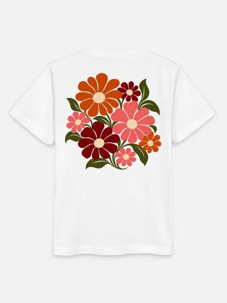 Retro Blumen – Flower Power in Orange und Rosa - Stanley/Stella Kinder T-Shirt MINI CREATOR  - Weiß