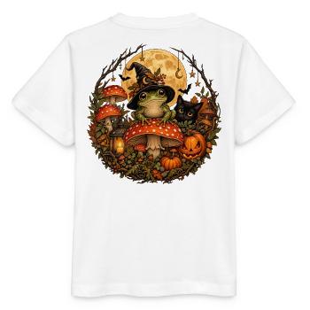 Magischer Hexenfrosch im Herbst - Stanley/Stella Kinder T-Shirt MINI CREATOR  - Weiß - Hinten - Maike (125cm)