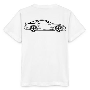 RX‑7 Line Silhouette – JDM Performance Art - Stanley/Stella Kinder T-Shirt MINI CREATOR  - Weiß - Hinten - Maike (125cm)