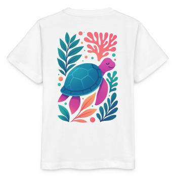 Tortue corail colorée - T-shirt bio MINI CREATOR Stanley/Stella Enfant - blanc - Dos - Maike (125cm)