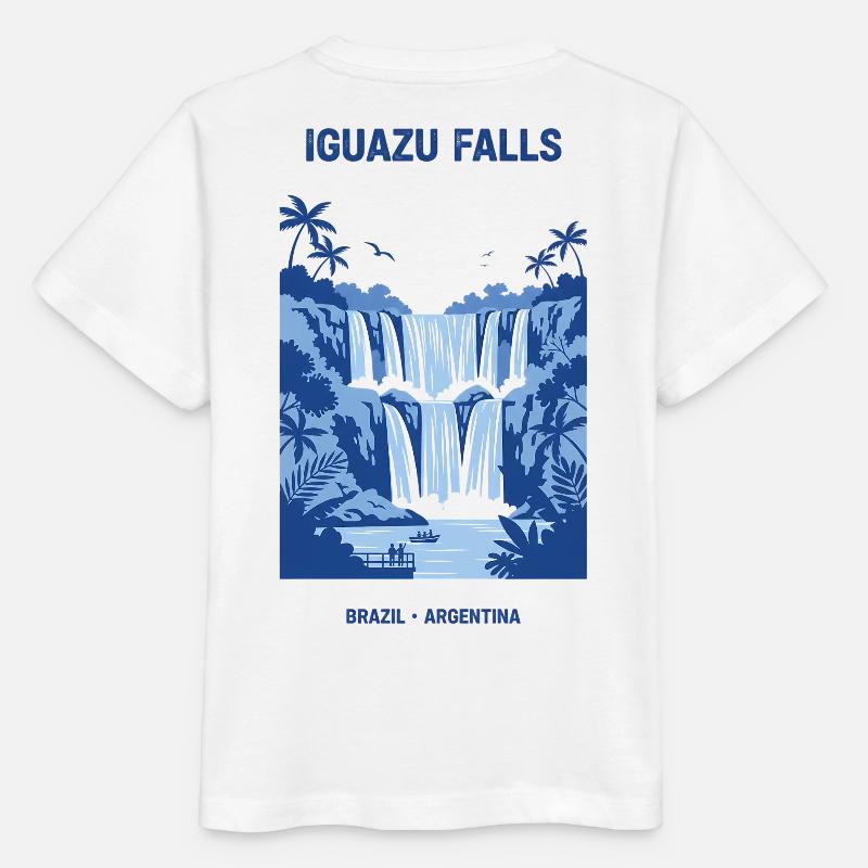Conception de la cascade bleue des chutes d’Iguazu - T-shirt bio MINI CREATOR Stanley/Stella Enfant - blanc