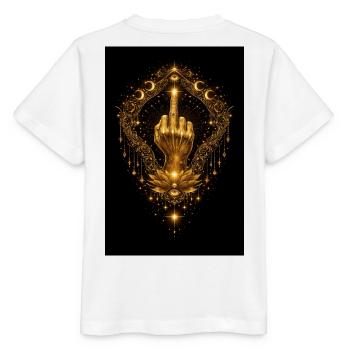 Golden Middle Finger - Golden Defiance - Stanley/Stella MINI CREATOR Kids’ T-Shirt - white - Back - Maike (125cm)