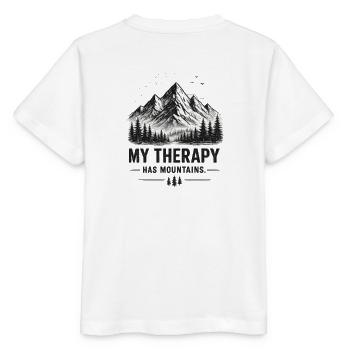 Mountain Therapy – Vintage Mountain Hiking Design  - Stanley/Stella Kinder T-Shirt MINI CREATOR  - Weiß - Hinten - Maike (125cm)