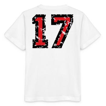 The Number Seventeen - No. 17 (two-color) red - Stanley/Stella MINI CREATOR Kids’ T-Shirt - white - Back - Maike (125cm)