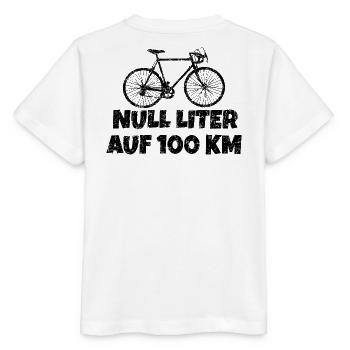 Null Liter auf 100 KM Rennrad (Vintage Schwarz) - Stanley/Stella Kinder T-Shirt MINI CREATOR  - Weiß - Hinten - Maike (125cm)