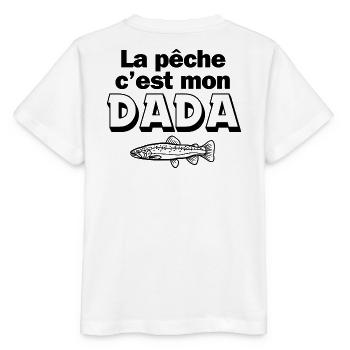 pêche, pêcheur, canne à pêche - T-shirt bio MINI CREATOR Stanley/Stella Enfant - blanc - Dos - Maike (125cm)