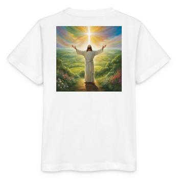 Jesus, katholischer Jesus Christus - Stanley/Stella Kinder T-Shirt MINI CREATOR  - Weiß - Hinten - Maike (125cm)