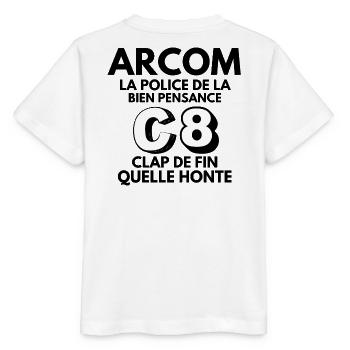 C8, liberté d'expression, média, tv - T-shirt bio MINI CREATOR Stanley/Stella Enfant - blanc - Dos - Maike (125cm)