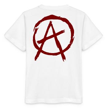Anarchie Symbol im Kreis - dunkelrot - Stanley/Stella Kinder T-Shirt MINI CREATOR  - Weiß - Hinten - Maike (125cm)