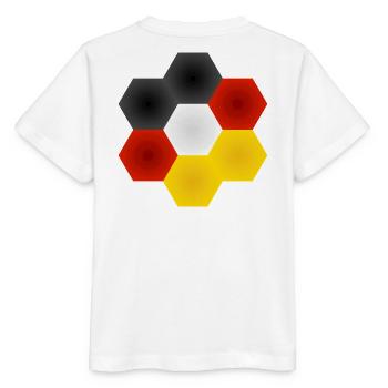 Honigwaben Farbenspiel Deutschlandfahne. - Stanley/Stella Kinder T-Shirt MINI CREATOR  - Weiß - Hinten - Maike (125cm)