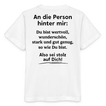 An die Person hinter mir - Stanley/Stella Kinder T-Shirt MINI CREATOR  - Weiß - Hinten - Maike (125cm)