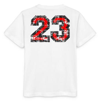 Zahl 23 (Vintage Rot) 23. Geburtstag Nr. 23 - Stanley/Stella Kinder T-Shirt MINI CREATOR  - Weiß - Hinten - Maike (125cm)
