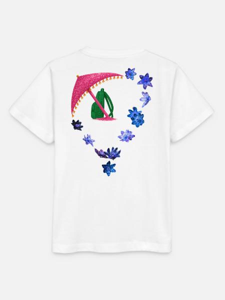 Glitzernder Regenschirm und Blütenring - Stanley/Stella Kinder T-Shirt MINI CREATOR - Weiß