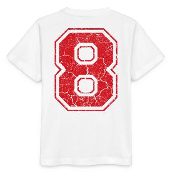 8_eight_acht_red_rot (de) - Stanley/Stella Kinder T-Shirt MINI CREATOR  - Weiß - Hinten - Maike (125cm)