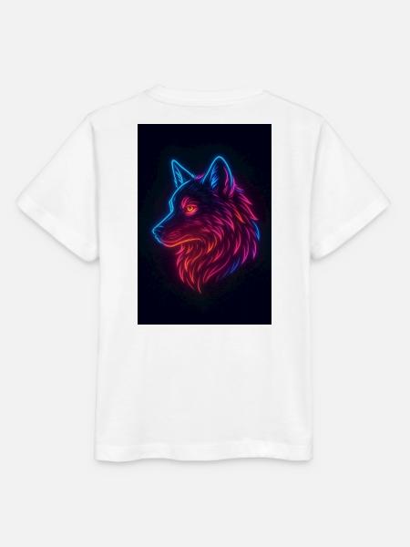Regenbogen-Neon-Wolf - Stanley/Stella Kinder T-Shirt MINI CREATOR  - Weiß