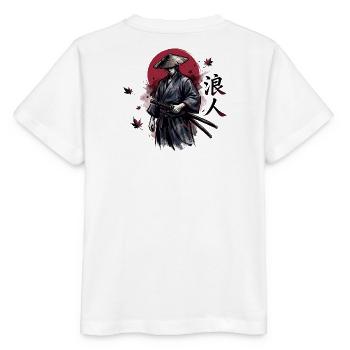 Schattensamurai im Herbstrot - Stanley/Stella Kinder T-Shirt MINI CREATOR  - Weiß - Hinten - Maike (125cm)