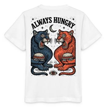Duo chat toujours affamé avec burger - T-shirt bio MINI CREATOR Stanley/Stella Enfant - blanc - Dos - Maike (125cm)