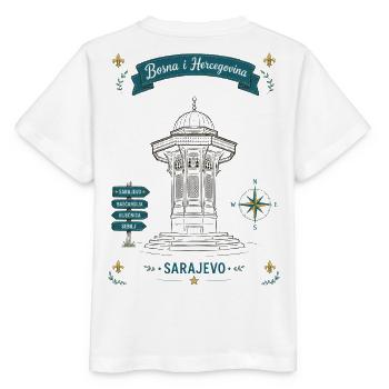Sarajevo Denkmal Laternen-Motiv - Stanley/Stella Kinder T-Shirt MINI CREATOR  - Weiß - Hinten - Maike (125cm)