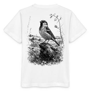Cute sparrow artfully drawn on tree trunk - Stanley/Stella MINI CREATOR Kids’ T-Shirt - white - Back - Maike (125cm)
