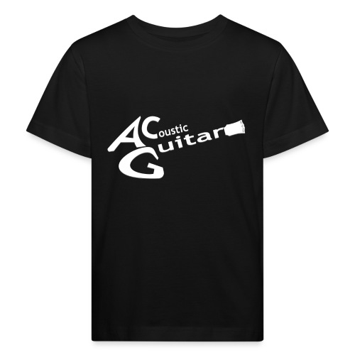 Acoustic Guitar Logo - White - Kids' Organic T-Shirt