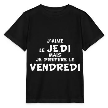 j'aime le jeudi mais je préfère le vendredi - T-shirt bio MINI CREATOR Stanley/Stella Enfant - noir - Devant - Mikhail (115cm)