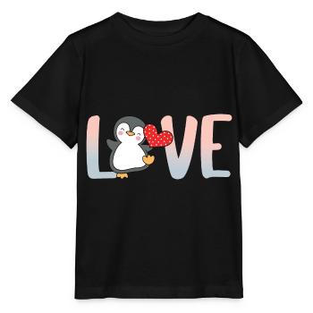 Pingouin Valentine’s Day Heart Love Gift Idea - T-shirt bio MINI CREATOR Stanley/Stella Enfant - noir - Devant - Mikhail (115cm)