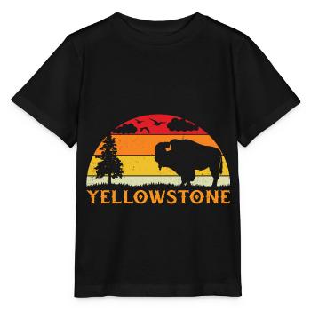 Yellowstone National Park Bison - Stanley/Stella MINI CREATOR Kids’ T-Shirt - black - Front - Mikhail (115cm)