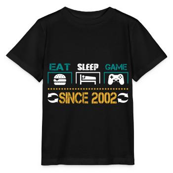 Eat, Sleep, Game, Repeat, Controller, since 2002 - Stanley/Stella Kinder T-Shirt MINI CREATOR  - Schwarz - Vorne - Mikhail (115cm)