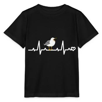 Möwe Herzfrequenz EKG - Stanley/Stella Kinder T-Shirt MINI CREATOR  - Schwarz - Vorne - Mikhail (115cm)