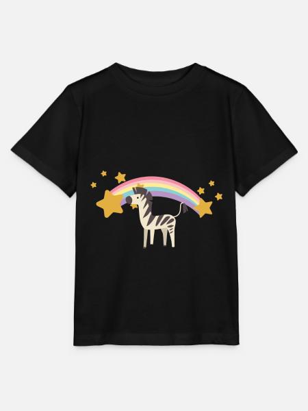 Regenbogen Zebra - Stanley/Stella Kinder T-Shirt MINI CREATOR - Schwarz