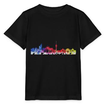 Berlin Allemagne Ville Skyline Pixel Coloré - T-shirt bio MINI CREATOR Stanley/Stella Enfant - noir - Devant - Mikhail (115cm)