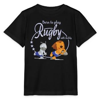 born to play rugby - T-shirt bio MINI CREATOR Stanley/Stella Enfant - noir - Devant - Mikhail (115cm)