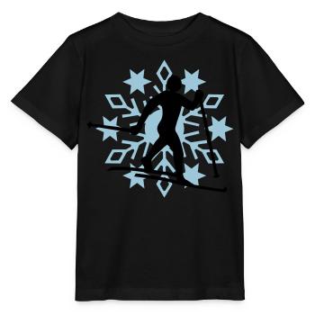 Cross-country snow flake - Stanley/Stella MINI CREATOR Kids’ T-Shirt - black - Front - Mikhail (115cm)
