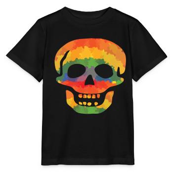 Farbiger Totenschädel - Stanley/Stella Kinder T-Shirt MINI CREATOR  - Schwarz - Vorne - Mikhail (115cm)