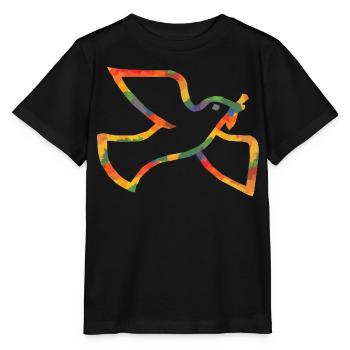 Farbige Friedenstaube - Stanley/Stella Kinder T-Shirt MINI CREATOR  - Schwarz - Vorne - Mikhail (115cm)