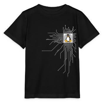 platine pingouin Core Coeur Ordinateur pc Nerd program - T-shirt bio MINI CREATOR Stanley/Stella Enfant - noir - Devant - Mikhail (115cm)