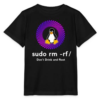 Ordinateur Sys admin Penguin Nerd pc sudo rm -rf cod - T-shirt bio MINI CREATOR Stanley/Stella Enfant - noir - Devant - Mikhail (115cm)