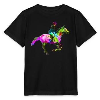 Bunte Reiterin - Stanley/Stella Kinder T-Shirt MINI CREATOR  - Schwarz - Vorne - Mikhail (115cm)