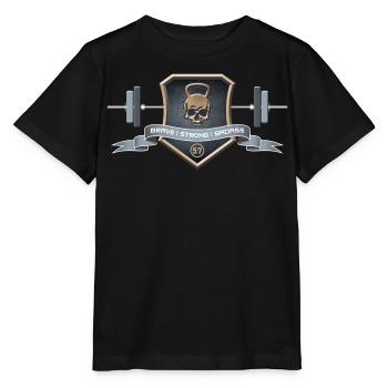 Logo Braves Strong Badass - Stanley/Stella Kinder T-Shirt MINI CREATOR  - Schwarz - Vorne - Mikhail (115cm)