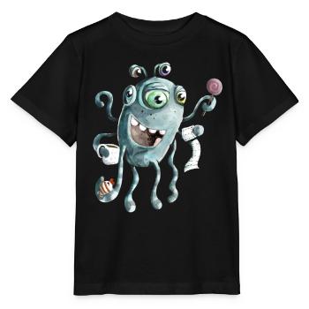 Lustiges Monster der Tiefsee - Stanley/Stella Kinder T-Shirt MINI CREATOR  - Schwarz - Vorne - Mikhail (115cm)