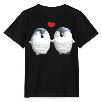 Penguins in Love - Penguin - Bird - Love - Heart - Stanley/Stella MINI CREATOR Kids’ T-Shirt - black - Front - Mikhail (115cm)
