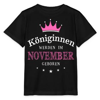 Queens born in November Birthday Birth - Stanley/Stella MINI CREATOR Kids’ T-Shirt - black - Front - Mikhail (115cm)