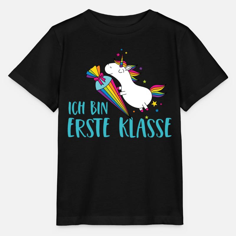 Einhorn Einschulung Schule Zuckertüte Erste Klasse - Stanley/Stella Kinder T-Shirt MINI CREATOR  - Schwarz