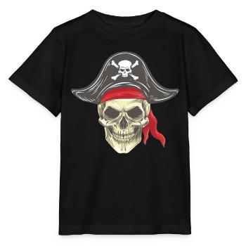 Piratenkopf Piratenschädel mit Hut Bandana - Stanley/Stella Kinder T-Shirt MINI CREATOR  - Schwarz - Vorne - Mikhail (115cm)