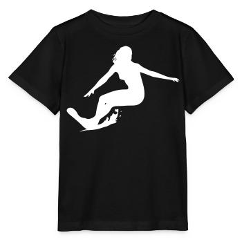 Surfergirl - Surfen - Surfboard - Stanley/Stella Kinder T-Shirt MINI CREATOR  - Schwarz - Vorne - Mikhail (115cm)